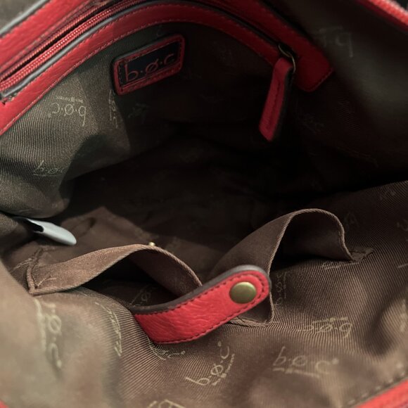B.O.C. Red Faux Leather Crossbody Shoulder Bag Buckle Detail - Picture 9 of 9